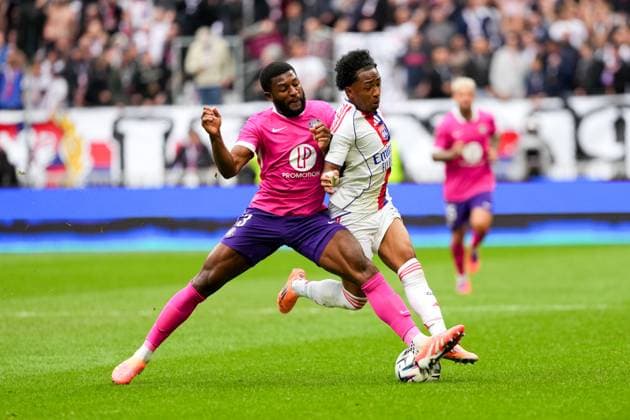 Olympique Lyonnais v Toulouse FC - Ligue 1 McDonald s 2025 2026 11 Malick FOFANA (ol) - 03 Mark MCKENZIE (tfc) during the Ligue 1 McDonald s match between Lyon and Toulouse at Groupama Stadium on October 5, 2025 in Lyon, France. Lyon France  Copyright: xFEPx 776348149