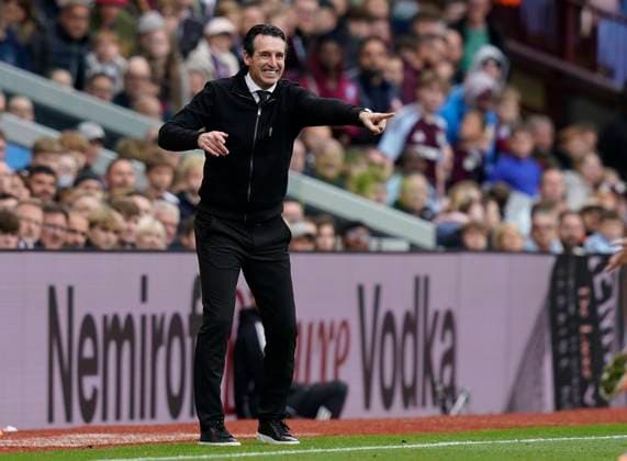Birmingham, England, 5th October 2025. Unai Emery manager of Aston Villa during the Aston Villa vs Burnley Premier League match at Villa Park, Birmingham. Picture credit should read: Andrew Yates Sportimage EDITORIAL USE ONLY. No use with unauthorised audio, video, data, fixture lists, club league logos or live services. Online in-match use limited to 120 images, no video emulation. No use in betting, games or single club league player publications. SPI_030_AY_VILLA_BURNLEY SPI-4198-0030