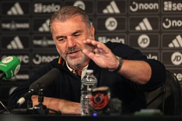 Premier League Newcastle United v Nottingham Forest Ange Postecoglou manager of Nottingham Forest speaks in the post match press conference, PK, Pressekonferenz during the Premier League match Newcastle United vs Nottingham Forest at St. James s Park, Newcastle, United Kingdom, 5th October 2025 (Photo by Mark Cosgrove News Images) Newcastle St. James s Park Tyne and Wear United Kingdom Copyright: xMarkxCosgrove NewsxImagesx