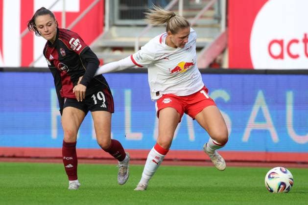 05 10 2025 Soccer season 2025 2026 1 Google Pixel Women Bundesliga 05 Matchday 1 FC Nürnberg FCN Club Clubfrauen RB Leipzig Sportfoto Zink DCDE xdcxdex Sanja Homann 19, 1 FC Nürnberg FCN , Marleen Schimmer 14, RB Leipzig