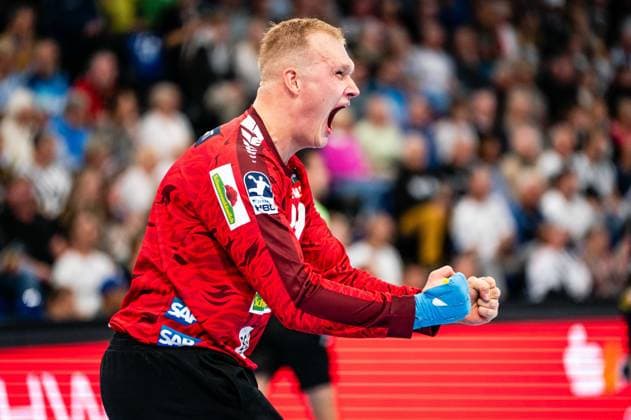 Goalkeeper David Spaeth Rhein Neckar Loewen, 29 cheers after save, GER, THW Kiel vs Rhein Neckar Loewen, Handball, Bundesliga, Matchday 7, Season 2025 2026, 05 10 2025 GER, THW Kiel vs Rhein Neckar Loewen, Handball, Bundesliga, Matchday 7, Season 2025 2026, 05 10 2025 Kiel Copyright: xEibner-Pressefoto MaxxVincenx EP_MVN