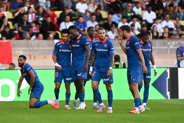AS Monaco FC v OGC Nice - Ligue 1 McDonald s 2025 2026 10 Sofiane DIOP (ogcn) - 09 Terem MOFFI (ogcn) - 92 Jonathan CLAUSS (ogcn) during the Ligue 1 McDonald s match between Monaco and Nice at Stade Louis II on October 5, 2025 in Monaco, Monaco. Monaco Monaco  Copyright: xFEPx 776348155