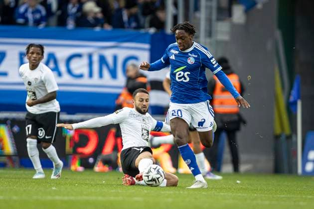 FOOTBALL: Ligue 1 Racing Strasbourg (RCS) vs Angers. 05 10 2025 Stade de la Meinau. Strasbourg - France Martial Godo 20 (RCS)  Copyright: xelyxandroxcegarrax