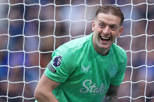 Fußball Premier League Everton gegen Crystal Palace 5. Oktober 2025 Premier League Everton gegen Crystal Palace Everton-Torwart Jordan Pickford lacht und lächelt Foto Simon Stacpoole Abseits Liverpool UK  Copyright: xSimonxStacpoolexOffside
