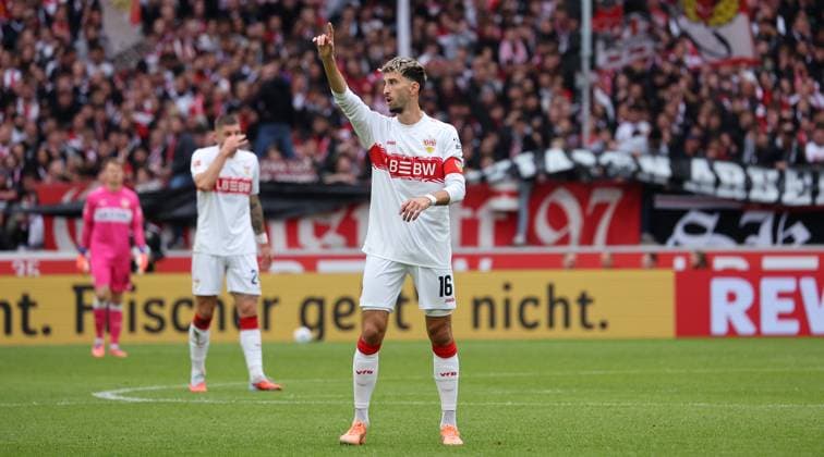 Stuttgart , Bundesliga Football VfB Stuttgart vs 1 FC Heidenheim, Atakan Karazor VfB According to the regulations of the DFL German Football League, it is prohibited to use or have used photographs taken in the stadium and or of the match in the form of sequential images and or video-like photo series
