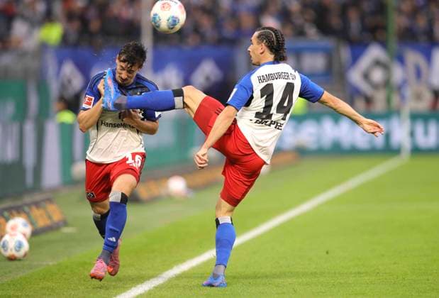 Photo Rayan Philippe HSV and left Giorgi Gocholeishvili Soccer 1 Bundesliga , Matchday 6 on Sun 05 10 2025 Hamburger SV FSV Mainz 05