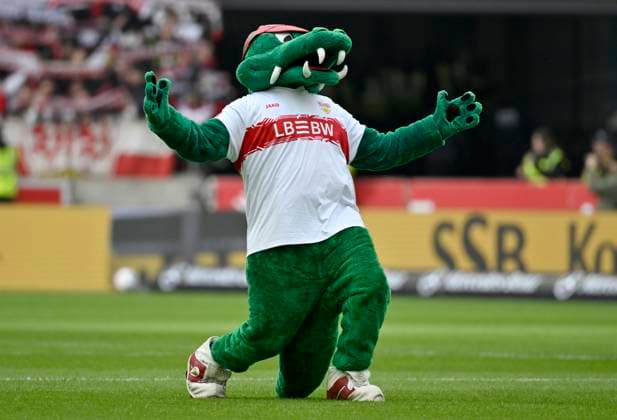before the start of the match Mascot Fritzle VfB Stuttgart reading out the line-up Action VfB Stuttgart vs 1 FC Heidenheim FCH 05 10 2025 DFL REGULATIONS PROHIBIT ANY USE OF PHOTOGRAPHS AS IMAGE SEQUENCES AND OR QUASI VIDEO VfB Stuttgart vs 1 FC Heidenheim FCH