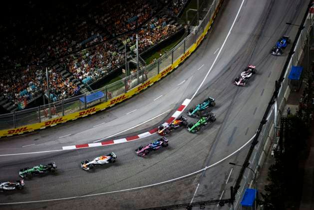 F1 - SINGAPORE GRAND PRIX 2025 30 LAWSON Liam (nzl), Visa Cash App RB F1 Team VCARB02, action 43 COLAPINTO Franco (arg), Alpine F1 Team A525, action 22 TSUNODA Yuki (jap), Red Bull Racing RB21, action 05 BORTOLETO Gabriel (bra), Stake F1 Team Kick C45, action 18 STROLL Lance (can), Aston Martin F1 Team AMR25, action 31 OCON Esteban (fra), Haas F1 Team VF-25 Ferrari, action during the 2025 Formula 1 Singapore Grand Prix, 18th round of the 2025 FIA Formula One World Championship, WM, Weltmeisterschaft from October 3 to 5, 2025 on the Marina Bay Street Circuit, in Singapore - SingaporeSingapore  Copyright: xXavixBonillax