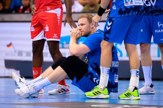 Handball, HBL, TVB Stuttgart, Jonas Truchanovicius suffers third cruciate ligament rupture - Stock photos