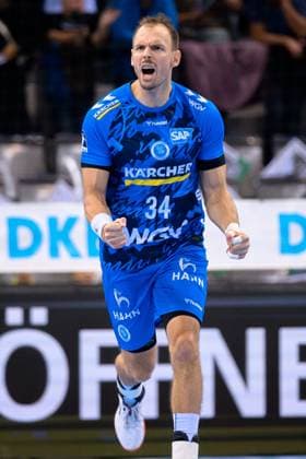 Stuttgart HBL 25 26 TVB Stuttgart MT Melsungen Kai Häfner Haefner Stuttgart Jubel Freude Emotion Stuttgart Porsche Arena Baden Württemberg Germany