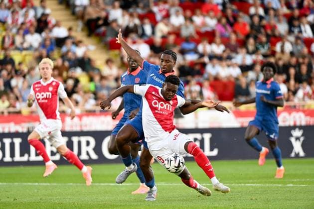 AS Monaco FC v OGC Nice - Ligue 1 McDonald s 2025 2026 09 Folarin BALOGUN (asm) - 64 Moise BOMBITO (ogcn) during the Ligue 1 McDonald s match between Monaco and Nice at Stade Louis II on October 5, 2025 in Monaco, Monaco. Monaco Monaco  Copyright: xFEPx 776348155