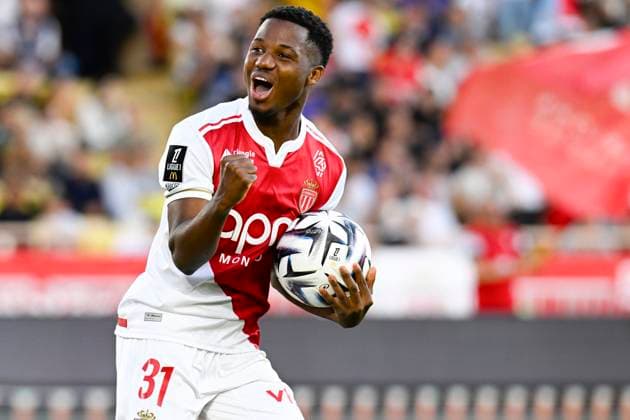 FOOTBALL : AS Monaco VS OGC Nice - Ligue 1 McDonald s - 05 10 2025 Joy AS Monaco - But Ansu Fati - Ligue 1 McDonald s match between AS Monaco and OGC Nice on October 5, 2025 at the Louis II Stadium in Monaco. MonacoMonaco  Copyright: xWilliamxCannarellax
