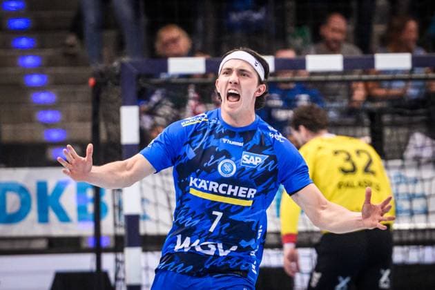 Kasper Thorsen Lien TVB Stuttgart, 07 Jubel, Jubelschrei, Freude GER, TVB 1898 Stuttgart MT Melsungen, DAIKIN HBL, Handball, Bundesliga, 7 Spieltag, Spielzeit 2025 2026, 05 10 2025 GER, TVB 1898 Stuttgart Frisch Auf Goeppingen, DAIKIN HBL, Handball, Bundesliga, 7 Spieltag, Spielzeit 2025 2026, 05 10 2025 Stuttgart Copyright: xSandyxDinkelackerx EP_SDR