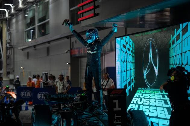 Formula 1 GP Singapore Sunday, 05 10 2025 George Russell 63, Mercedes AMG Petronas F1 Team Formula 1 GP Singapore Sunday, 05 10 2025 Copyright: xBEAUTIFULxSPORTS Erlhofx