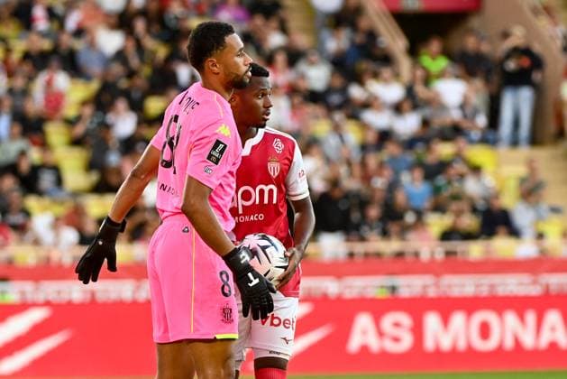 AS Monaco FC v OGC Nice - Ligue 1 McDonald s 2025 2026 80 Yehvann DIOUF (ogcn) - 31 Ansu FATI (asm) during the Ligue 1 McDonald s match between Monaco and Nice at Stade Louis II on October 5, 2025 in Monaco, Monaco. Monaco Monaco  Copyright: xFEPx 776348155