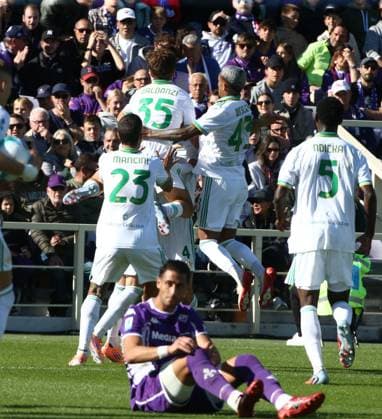 CALCIO - Serie A - ACF Fiorentina vs AS Roma 05.10.2025 Fiorentina vs Roma (Serie A) Calcio; 6Â° Giornata Nella foto: Esultanza 2 (Foto Gino Mancini) Firenze Italy  Copyright: xIPAxSport ABACAx