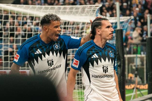 Germany, Soccer, 1 Bundesliga 2025 26, Matchday 6 HSV vs 1 FSV Mainz Volksparkstadion Hamburg Rayan Philippe HSV, 14 Goal celebration to 2 0 for HSV Copyright: xJamesxZabelx