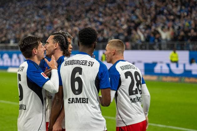 Germany Soccer 1 League, Matchday 6 2025 2026, Hamburger SV FSV Mainz 05 on 05 10 in Hamburg Volksparkstadion Goal celebration 4 0 HSV Rayan Philippe Hamburger SV 14 Copyright: xSvenxHeidmannx