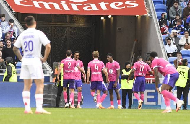 Footbal : Olympique Lyonnais V Toulouse - Ligue 1 - October 05, 2025 Emersonn of Toulouse celebrates scoring goal during the French ligue 1 football match between Olympique Lyonnais and Toulouse at the Groupama stadium in Decines-Charpieu Lyon, France on October 05, 2025  Copyright: xMourad_ALLILIx