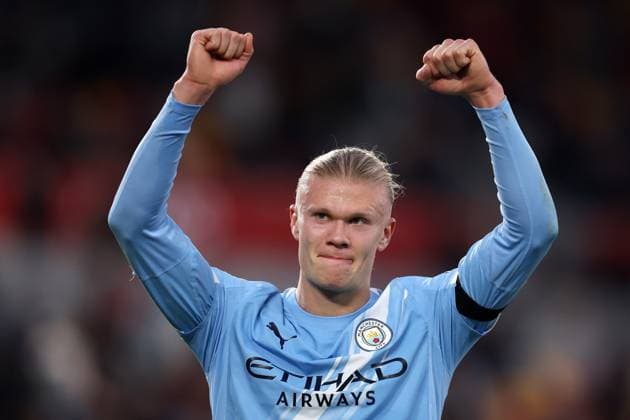 London, England, 5th October 2025. Erling Haaland of Manchester City celebrates after the Brentford vs Manchester City Premier League match at Gtech Community Stadium, London. Picture credit should read: Paul Terry Sportimage EDITORIAL USE ONLY. No use with unauthorised audio, video, data, fixture lists, club league logos or live services. Online in-match use limited to 120 images, no video emulation. No use in betting, games or single club league player publications. SPI_029_PT_Brentford_Man_City SPI-4202-0029