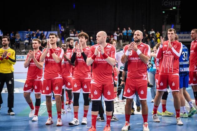 Team of MT Melsungen joy, jubilation after victory against Stuttgart GER, TVB 1898 Stuttgart MT Melsungen, DAIKIN HBL, Handball, Bundesliga, Matchday 7, Season 2025 2026, 05 10 2025 GER, TVB 1898 Stuttgart Frisch Auf Goeppingen, DAIKIN HBL, Handball, Bundesliga, Matchday 7, Season 2025 2026, 05 10 2025 Stuttgart Copyright: xSandyxDinkelackerx EP_SDR