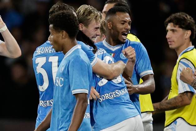 Serie a football match SSC Napoli vs Genoa Napoli s Danish forward Rasmus Hojlund celebrates after scoring a goal ssc napoli during the Serie A football match between SSC Napoli and Genoa Cricket and Football Club at the Diego Armando Maradona Stadium in Naples, November 24, 2024. _BPH1017 Copyright: xAntonioxBalascox