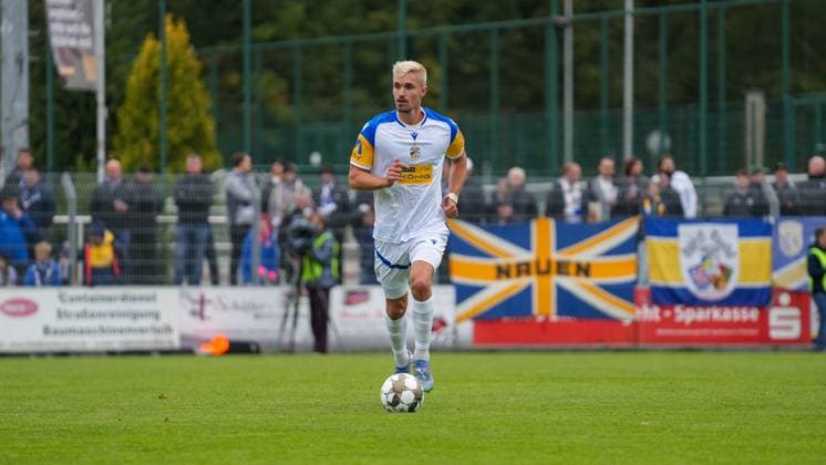 Soccer, Men, Season 2025 2026, Regionalliga Nordost, Matchday 11, FSV 63 Luckenwalde vs FC Carl Zeiss Jena, Saturday 05 10 2025, Werner Seelenbinder Stadion Luckenwalde, In the picture Sören Reddemann Jena Brandenburg Germany
