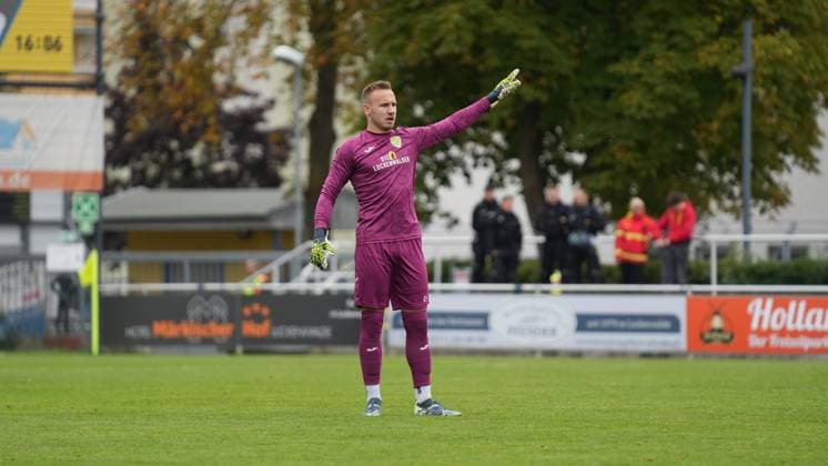 Soccer, Men, Season 2025 2026, Regionalliga Nordost, Matchday 11, FSV 63 Luckenwalde vs FC Carl Zeiss Jena, Saturday 05 10 2025, Werner Seelenbinder Stadion Luckenwalde, In the picture Florian Palmowski Luckenwalde Brandenburg Germany