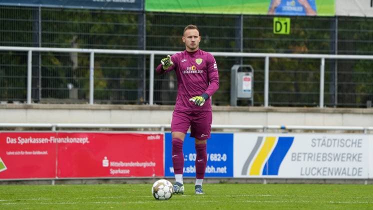 Soccer, Men, Season 2025 2026, Regionalliga Nordost, Matchday 11, FSV 63 Luckenwalde vs FC Carl Zeiss Jena, Saturday 05 10 2025, Werner Seelenbinder Stadion Luckenwalde, In the picture Florian Palmowski Luckenwalde Brandenburg Germany