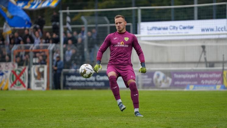 Soccer, Men, Season 2025 2026, Regionalliga Nordost, Matchday 11, FSV 63 Luckenwalde vs FC Carl Zeiss Jena, Saturday 05 10 2025, Werner Seelenbinder Stadion Luckenwalde, In the picture Florian Palmowski Luckenwalde Brandenburg Germany