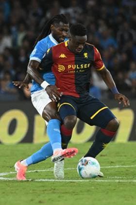 Andre Frank Zambo Anguissa of SSC Napoli competes for the ball with Alessandro Marcandalli of Genoa CFC during the Serie A Enelive between SSC Napoli vs Genoa CFC at Diego Armando Maradona Stadium  Copyright: xDaniloxGemito IPAxSportx xipa-agency.netx xx IPA_66196877 IPA_Agency_IPA66196877