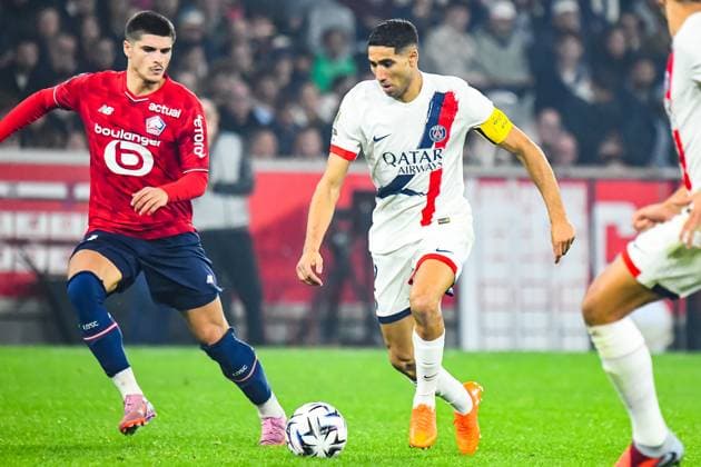 FOOTBALL : Lille OSC vs Paris SG - Ligue 1 - JournÃ e 7 - 05 10 2025 Achraf Hakimi (Paris SG) LilleFrance  Copyright: xBaptistexAutissierx