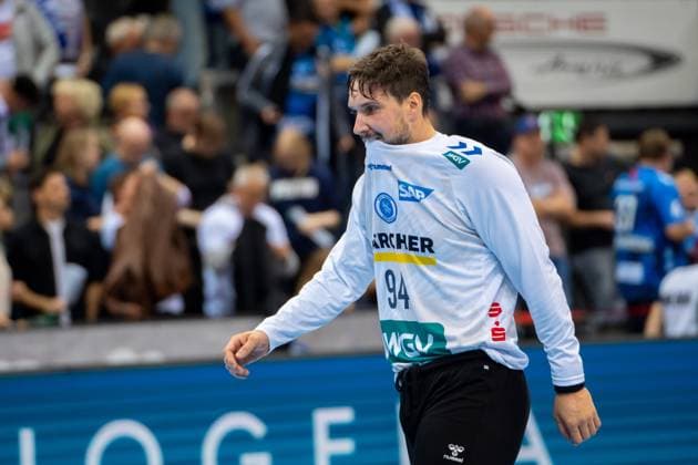 Handball I Men I Season 2025 2026 I Bundesliga I 7 Matchday I TVB Stuttgart MT Melsungen I 05 10 2025 Daniel Rebmann 94, TVB Stuttgart Stuttgart Porsche Arena Baden Württemberg Germany Copyright: xLobeca MaxxPetershansx