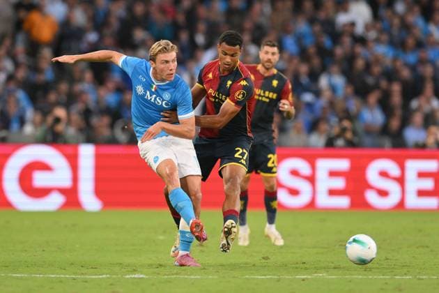 5th October 2025, Stadio Diego Armando Maradona, Naples, Italy; Serie A Football; Napoli versus Genoa; Rasmus Hojlund of SSC Napoli shoots at goal  AllShotLive