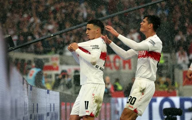 05 10 25 VfB Stuttgart 1 FC Heidenheim Germany, Stuttgart, 05 10 2025, Football, Bundesliga, VfB Stuttgart 1 FC Heidenheim Bilal El Khannouss VfB Stuttgart Jubel Tor 1 0 El Khannouss