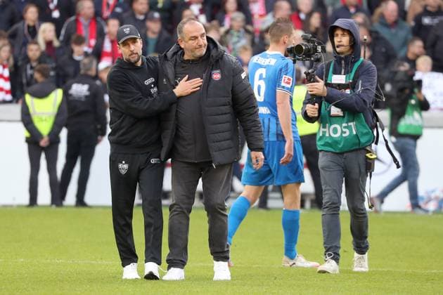 05 10 25 VfB Stuttgart 1 FC Heidenheim Germany, Stuttgart, 05 10 2025, Football, Bundesliga, VfB Stuttgart 1 FC Heidenheim v l Sebastian Hoeneß Coach VfB Stuttgart , Frank Schmidt Coach 1 FC Heidenheim