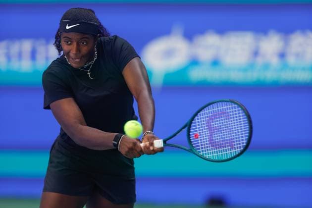 WUHAN, CHINA - OCTOBER 06: Hailey Baptiste of the United States returns a shot in the Women s Singles Round of 64 match against Ashlyn Krueger of the United States on day 3 of 2025 Wuhan Open at Optics Valley International Tennis Center on October 6, 2025 in Wuhan, Hubei Province of China.  Copyright: xVCGx 111595385784