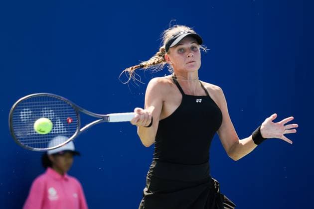 WUHAN, CHINA - OCTOBER 06: Dayana Yastremska of Ukraine returns a shot in the Women s Singles Round of 64 match against Laura Siegemund of Germany on day 3 of 2025 Wuhan Open at Optics Valley International Tennis Center on October 6, 2025 in Wuhan, Hubei Province of China.  Copyright: xVCGx 111595396586