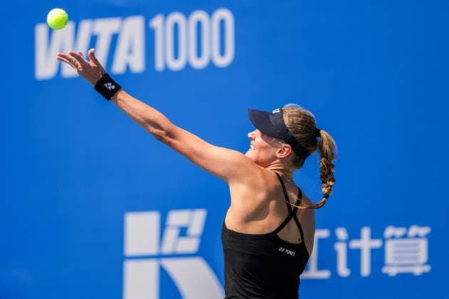 WUHAN, CHINA - OCTOBER 06: Dayana Yastremska of Ukraine returns a shot in the Women s Singles Round of 64 match against Laura Siegemund of Germany on day 3 of 2025 Wuhan Open at Optics Valley International Tennis Center on October 6, 2025 in Wuhan, Hubei Province of China.  Copyright: xVCGx 111595396593
