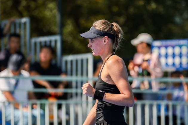 WUHAN, CHINA - OCTOBER 06: Dayana Yastremska of Ukraine reacts in the Women s Singles Round of 64 match against Laura Siegemund of Germany on day 3 of 2025 Wuhan Open at Optics Valley International Tennis Center on October 6, 2025 in Wuhan, Hubei Province of China.  Copyright: xVCGx 111595396596