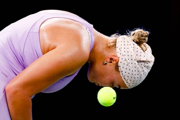 WUHAN, CHINA - OCTOBER 06: Diana Shnaider reacts in the Women s Singles Round of 64 match against Katerina Siniakova of Czech Republic on day 3 of 2025 Wuhan Open at Optics Valley International Tennis Center on October 6, 2025 in Wuhan, Hubei Province of China.  Copyright: xVCGx 111595400611