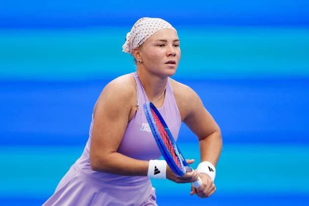 WUHAN, CHINA - OCTOBER 06: Diana Shnaider reacts in the Women s Singles Round of 64 match against Katerina Siniakova of Czech Republic on day 3 of 2025 Wuhan Open at Optics Valley International Tennis Center on October 6, 2025 in Wuhan, Hubei Province of China.  Copyright: xVCGx 111595400600
