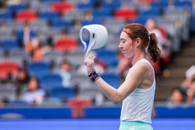 WUHAN, CHINA - OCTOBER 06: Maya Joint of Australia reacts in the Women s Singles Round of 64 match against Zhu Lin of China on day 3 of 2025 Wuhan Open at Optics Valley International Tennis Center on October 6, 2025 in Wuhan, Hubei Province of China.  Copyright: xVCGx 111595410715
