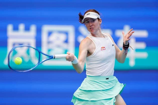 WUHAN, CHINA - OCTOBER 06: Maya Joint of Australia returns a shot in the Women s Singles Round of 64 match against Zhu Lin of China on day 3 of 2025 Wuhan Open at Optics Valley International Tennis Center on October 6, 2025 in Wuhan, Hubei Province of China.  Copyright: xVCGx 111595410669