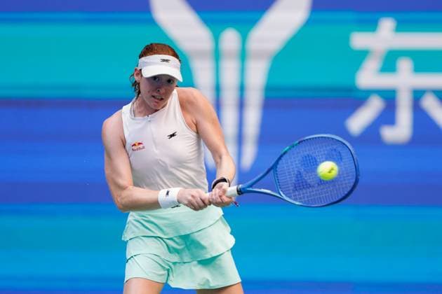 WUHAN, CHINA - OCTOBER 06: Maya Joint of Australia returns a shot in the Women s Singles Round of 64 match against Zhu Lin of China on day 3 of 2025 Wuhan Open at Optics Valley International Tennis Center on October 6, 2025 in Wuhan, Hubei Province of China.  Copyright: xVCGx 111595410657
