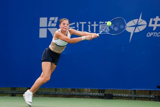 WUHAN, CHINA - OCTOBER 06: Antonia Ruzic of Croatia returns a shot in the Women s Singles Round of 64 match against Magda Linette of Poland on day 3 of 2025 Wuhan Open at Optics Valley International Tennis Center on October 6, 2025 in Wuhan, Hubei Province of China.  Copyright: xVCGx 111595440899
