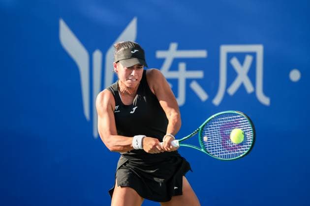 WUHAN, CHINA - OCTOBER 06: Jessica Bouzas Maneiro of Spain returns a shot in the Women s Singles Round of 64 match against Varvara Gracheva of France on day 3 of 2025 Wuhan Open at Optics Valley International Tennis Center on October 6, 2025 in Wuhan, Hubei Province of China.  Copyright: xVCGx 111595439470