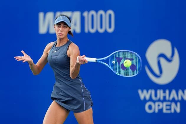 WUHAN, CHINA - OCTOBER 06: Olga Danilovic of Serbia returns a shot in the Women s Singles Round of 64 match against Clara Tauson of Denmark on day 3 of 2025 Wuhan Open at Optics Valley International Tennis Center on October 6, 2025 in Wuhan, Hubei Province of China.  Copyright: xVCGx 111595443100