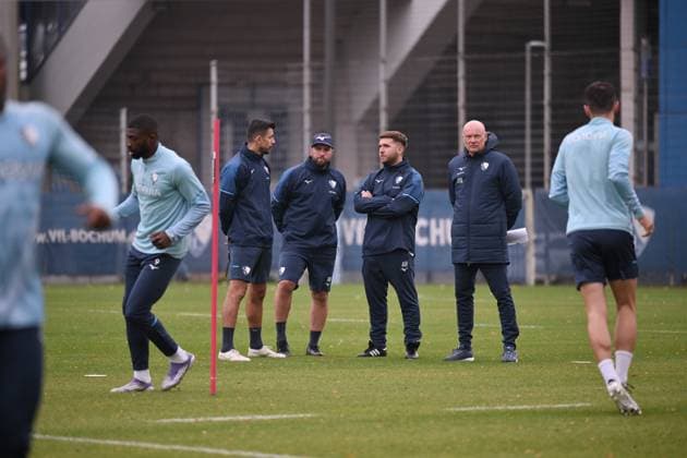 Coach Uwe Rösler VfL Bochum , Co Coach Alessandro Riedle VfL Bochum , Co Coach Marc Andre Kruska VfL Bochum , Co Coach Anthony Losilla VfL Bochum , v re 06 10 2025, Football 2 Bundesliga, Season 2025 2026, Training VfL Bochum Bochum North Rhine-Westphalia Germany Team2