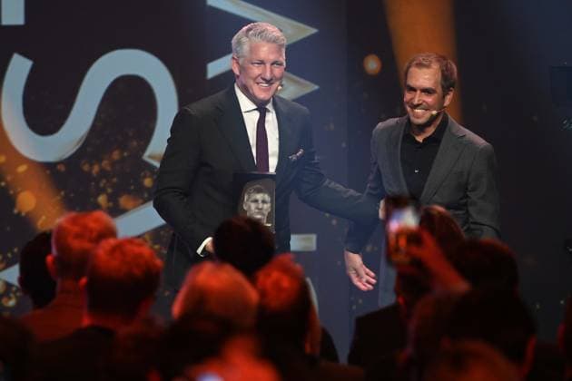 Award winner Bastian SCHWEINSTEIGER and laudator Philipp LAHM, HALL OF FAME Award Ceremony 2025 on 06 10 2025 at the German Football Museum in Dortmund Germany Â